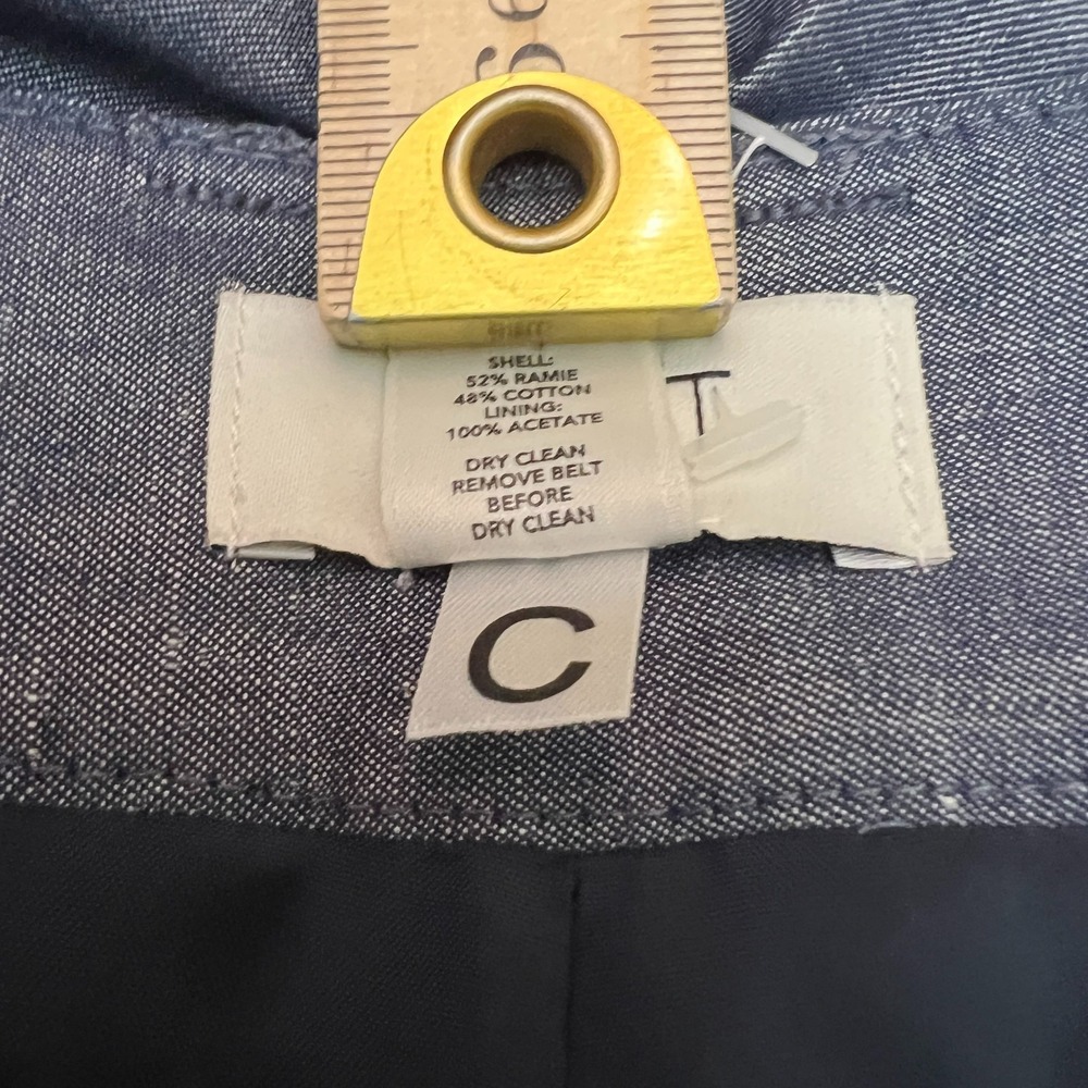 NWT Loft Petites Wide Leg 10P Blue Cotton Ramie Blend Chambray-Like Pants - Picture 11 of 11